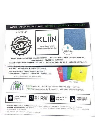 Kliin 10x Chiffon Bleu réutilisable et compostable en feuilles